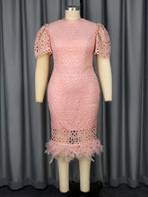 Elegant Lace Feather High Waisted Party Cocktail Dress Dress Elegant Dress